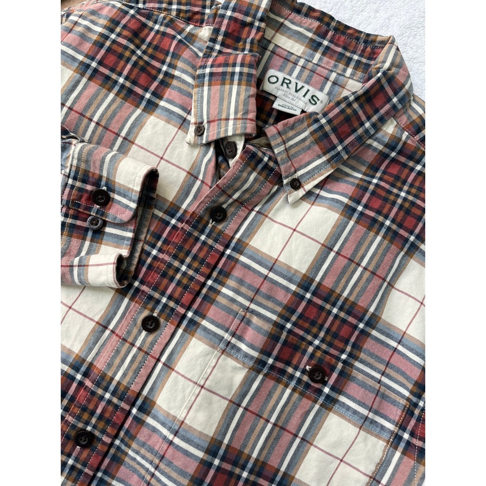 ORVIS Mens Classic Collection Plaid‎ Button Down Shirt Long Sleeve M